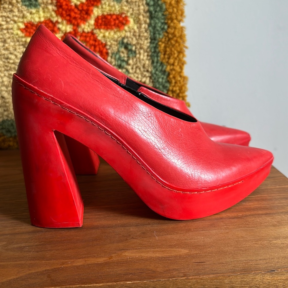 Vic Matie Cherry Red Chunky Heels Size 40